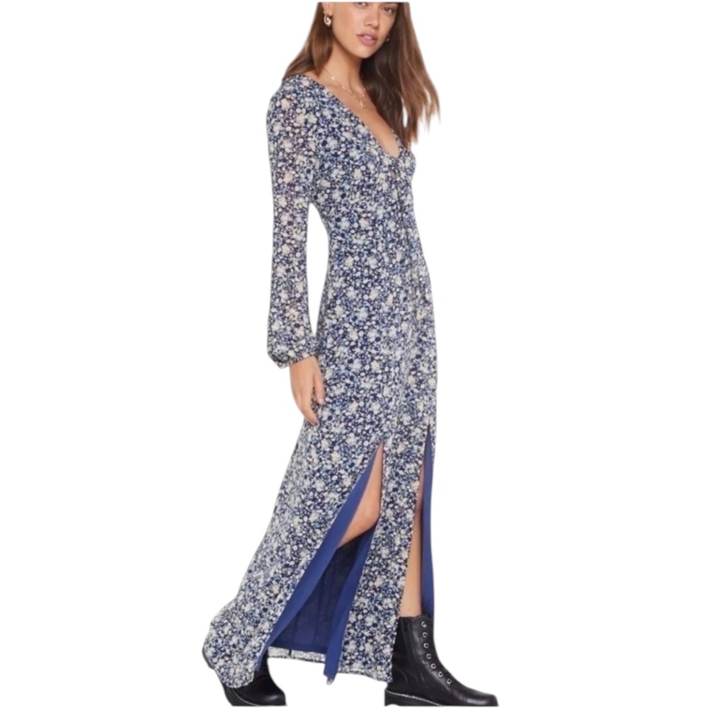 NWT Nasty Gal Size 6 Split Leg Tie Front Maxi Dress